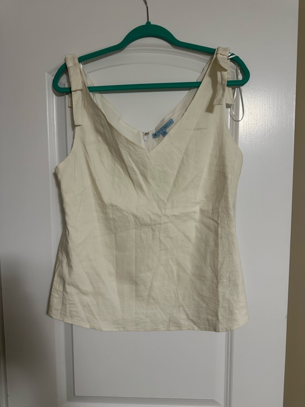 ANTONIO MELANI Cream V-Neck Tie-Strap Linen Tank